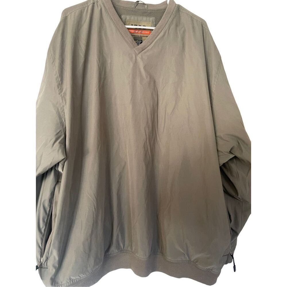 Izod Mens Windbreaker Jacket Pullover Golf Nylon Mesh Lined Tan 2XL